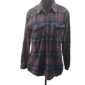 Ochenta plaid flannel long sleeve button up top sz XL
